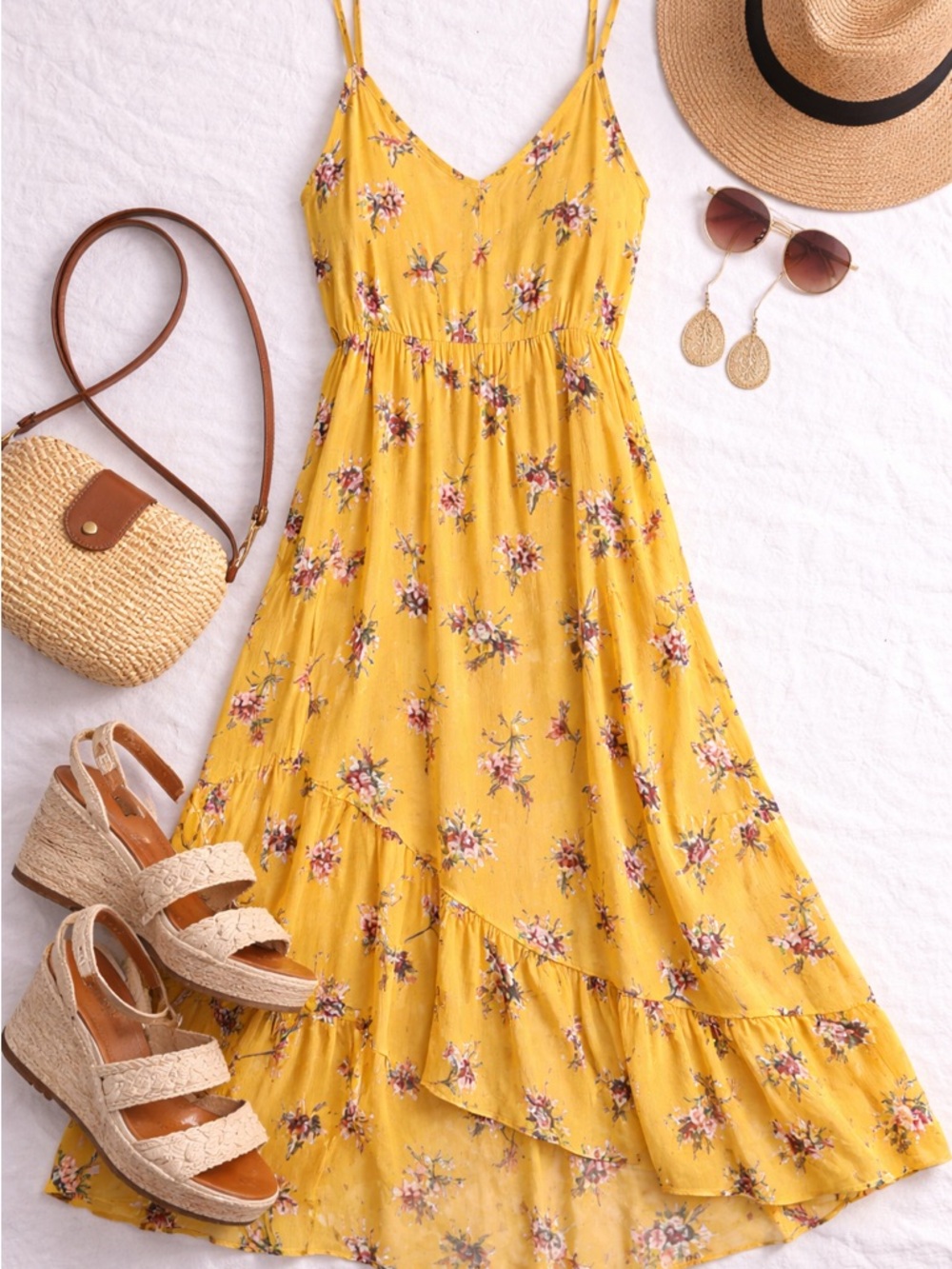 Rue21 Yellow Floral Dress (M) NWT | Flowy Midi Summer Dress